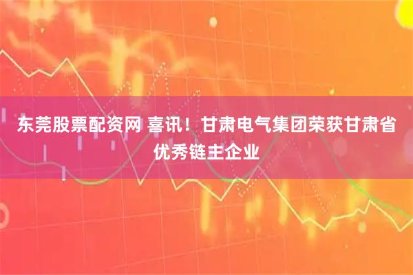 东莞股票配资网 喜讯！甘肃电气集团荣获甘肃省优秀链主企业